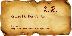 Krizsik Renáta névjegykártya